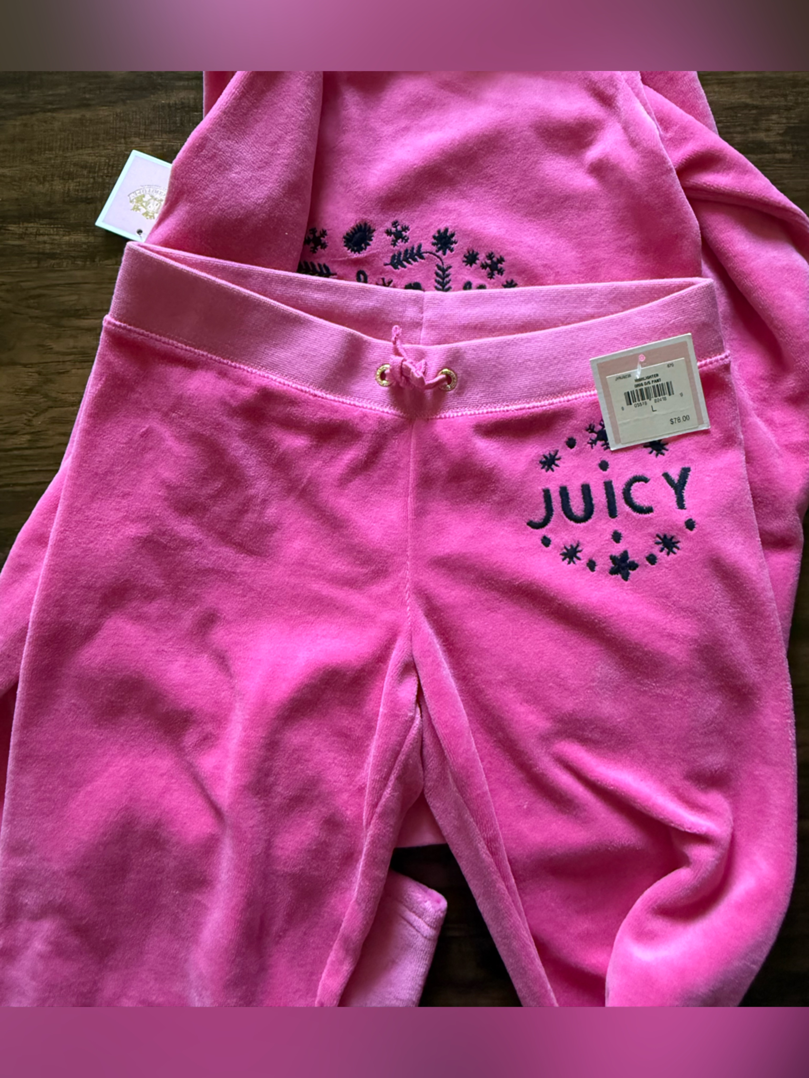 Juicy Couture Hot Pink Velour Joggers Set